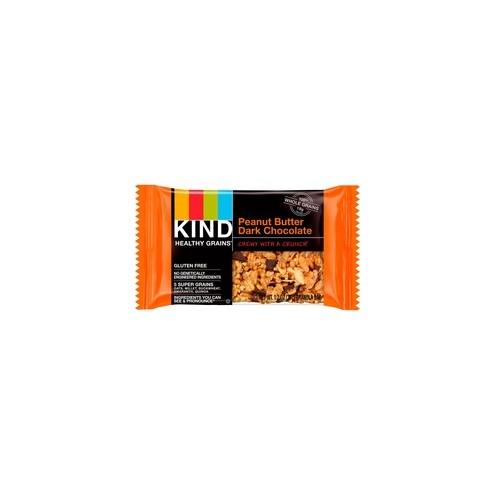 KIND Peanut Butter/Dark Chocolate Grains Bar - Cholesterol-free, Non-GMO, Individually Wrapped - Peanut Butter, Dark Chocolate - 1.20 oz - 12 / Box