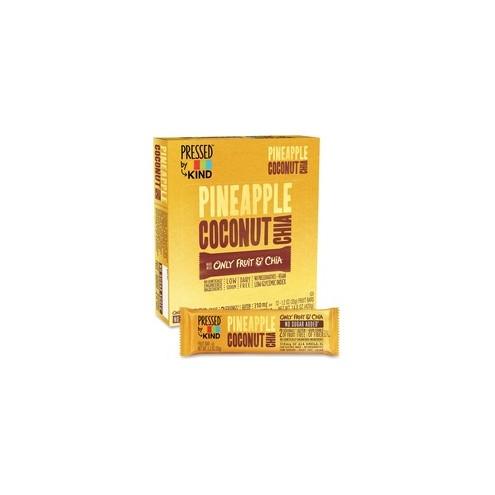 KIND Pressed Pineapple Coconut Chia Fruit Bar - Gluten-free, Non-GMO, Sodium-free, Individually Wrapped - Pineapple, Coconut, Chia - Box - 12 / Box