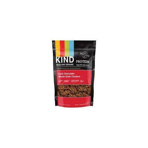 KIND Dark Chocolate Whole Grain Clusters - Trans Fat Free, High-fiber, Low Sodium, Gluten-free, Tree-nut Free, Peanut-free - Dark Chocolate - 11 oz - 12 / Each