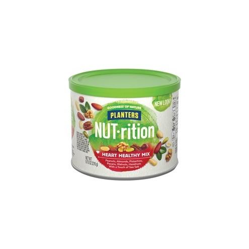 Planters Kraft NUT-rition Heart Healthy Mix - Resealable Container - Almond, Pecan, Hazelnut, Pistachio, Peanut, Walnut - 9.75 oz - 1 Each