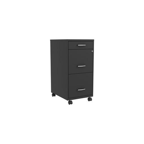 Lorell SOHO 3-Drawer B/F/F Mobile File Cabinet - 14.3" x 18" x 26.5" - 3 x File Drawer(s), Box Drawer(s) - Material: Plastic Handle, Steel Cabinet - Finish: Baked Enamel, Black