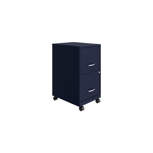 Lorell SOHO File/File Mobile File Cabinet - 14.3" x 18" x 26.5" - 2 x Drawer(s) for File - Letter - Glide Suspension, Locking Drawer, Pull Handle - Navy, Chrome - Baked Enamel - Steel - Recycled