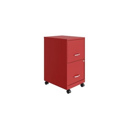 Lorell SOHO File/File Mobile File Cabinet - 14.3" x 18" x 26.5" - 2 x Drawer(s) for File - Letter - Glide Suspension, Locking Drawer, Pull Handle - Red, Chrome - Baked Enamel - Steel - Recycled