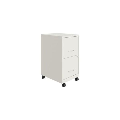 Lorell SOHO File/File Mobile File Cabinet - 14.3" x 18" x 26.5" - 2 x Drawer(s) for File - Letter - Glide Suspension, Locking Drawer, Pull Handle - White, Chrome - Baked Enamel - Steel - Recycled