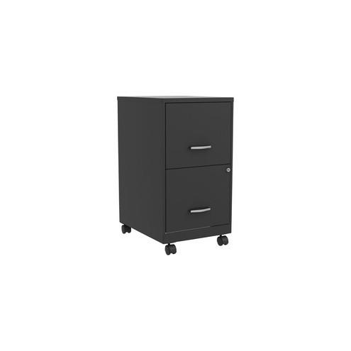 Lorell SOHO 2-Drawer F/F Mobile File Cabinet - 14.3" x 18" x 26.5" - 2 x File Drawer(s) - Material: Steel - Finish: Black Laminate, Chrome Handle, Baked Enamel