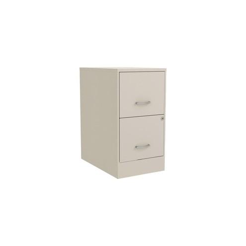 Lorell SOHO 2-Drawer F/F File Cabinet - 14.3" x 22" x 26.7" - 2 x File Drawer(s) - Material: Steel - Finish: Stone, Chrome Handle, Baked Enamel