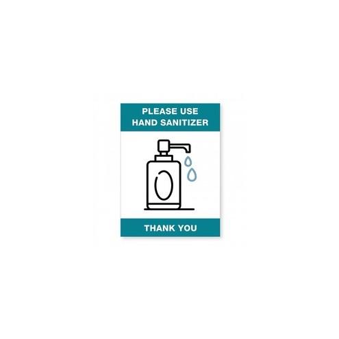 Lorell Please Use Hand Sanitizer Sign - 1 Each - Please Use Hand Sanitizer Print/Message - 6" Width x 8" Height - Rectangular Shape - Easy to Clean, Easy Installation - Acrylic - White, Green