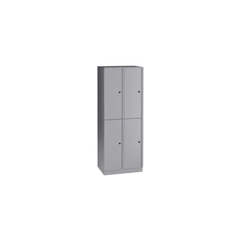 Lorell Trace Quad Locker - 1 Shelve(s) - Key Lock - for Shoes, Jacket - Overall Size 65.9" x 24" x 18" - Metallic Silver - Metal