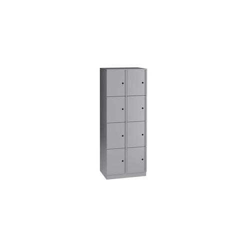 Lorell Trace Double-Wide Eight-Door Locker - Key Lock - for Wallet, Shoes, Appointment Book - Overall Size 65.9" x 24" x 18" - Metallic Silver - Metal