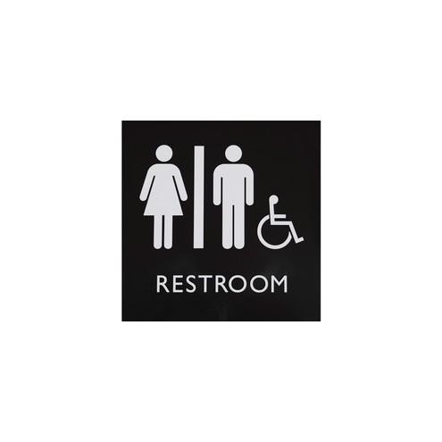 Lorell Restroom Sign - 1 Each - 8" Width x 8" Height - Easy Readability, Injection-molded - Almond