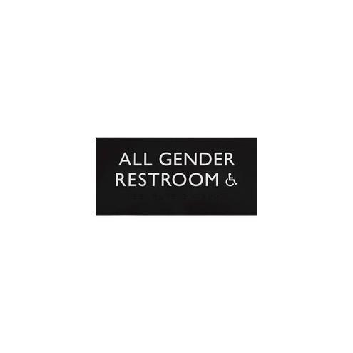 Lorell Restroom Sign - 1 Each - 4" Width x 8" Height - Easy Readability, Injection-molded - Black