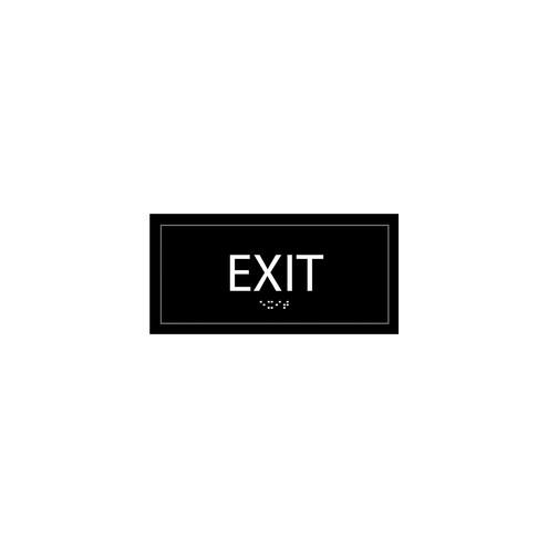 Lorell Exit Sign - 1 Each - 4" Width x 8" Height - Rectangular Shape - Easy Readability, Injection-molded - Plastic - Black