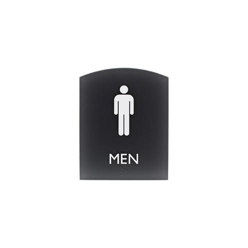 Lorell Restroom Sign - 1 Each - Men Print/Message - 6.8" Width x 0.8" Height - Easy Readability, Braille - Dark Gray