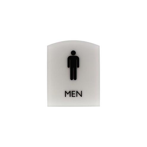 Lorell Restroom Sign - 1 Each - Men Print/Message - 6.8" Width x 0.8" Height - Easy Readability, Braille - Light Gray