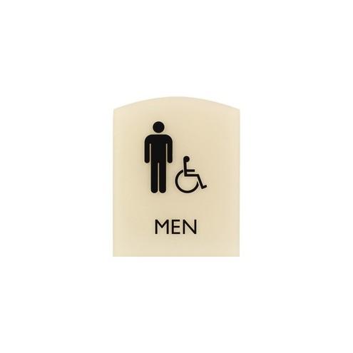 Lorell Restroom Sign - 1 Each - Men Print/Message - 6.8" Width x 0.8" Height - Easy Readability, Braille - Beige