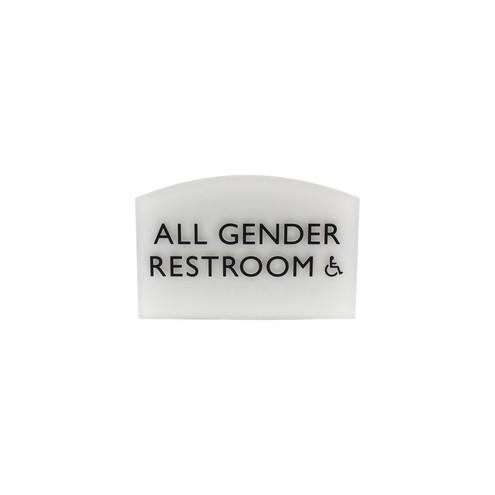 Lorell Restroom Sign - 1 Each - 4.5" Width x 0.5" Height - Easy Readability, Braille - Light Gray