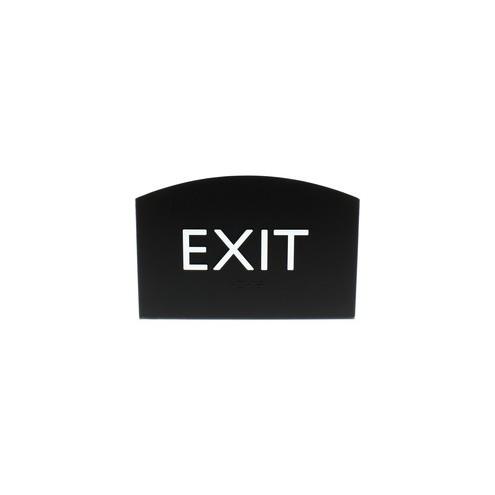 Lorell Exit Sign - 1 Each - 4.5" Width x 0.5" Height - Rectangular Shape - Easy Readability, Braille - Plastic - Black
