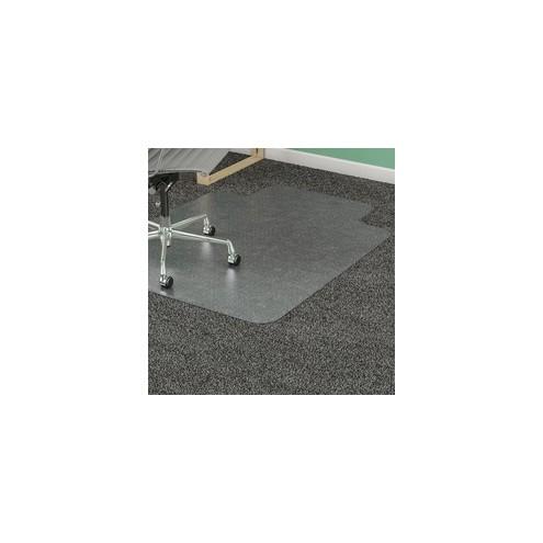 Lorell Low Pile Wide Lip Antistatic Chairmat - Carpeted Floor - 53" Length x 45" Width x 0.12" Thickness - Lip Size 12" Length x 25" Width - Clear