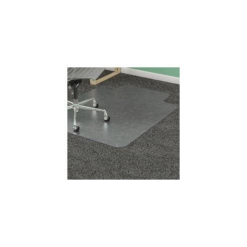 Lorell Low Pile Wide Lip Antistatic Chairmat - Carpeted Floor - 60" Length x 46" Width x 0.12" Thickness - Lip Size 12" Length x 25" Width - Clear