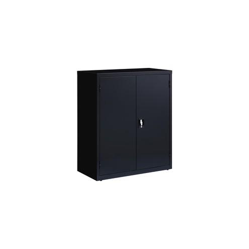 Lorell Fortress Series Storage Cabinets - 18" x 36" x 42" - 3 x Shelf(ves) - Recessed Locking Handle, Hinged Door, Durable - Black - Powder Coated - Steel - Recycled