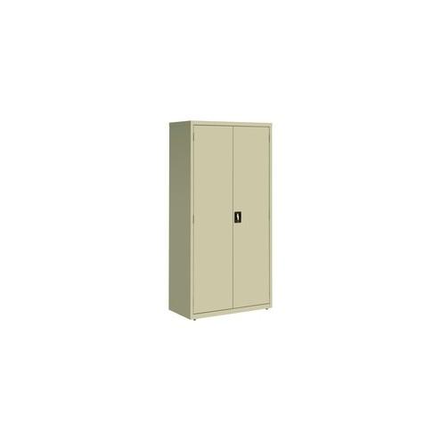 Lorell Fortress Series Storage Cabinets - 18" x 36" x 72" - 5 x Shelf(ves) - Recessed Locking Handle, Hinged Door, Durable - Putty - Powder Coated - Steel - Recycled