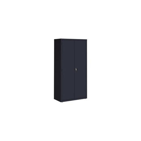 Lorell Fortress Series Storage Cabinets - 18" x 36" x 72" - 5 x Shelf(ves) - Recessed Locking Handle, Hinged Door, Durable - Black - Powder Coated - Steel - Recycled