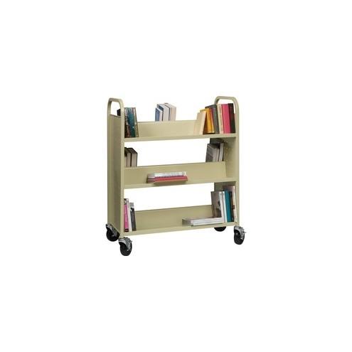 Lorell Double-sided Book Cart - 6 Shelf - 200 lb Capacity - 5" Caster Size - Steel - x 36" Width x 19" Depth x 46" Height - Putty - 1 Each