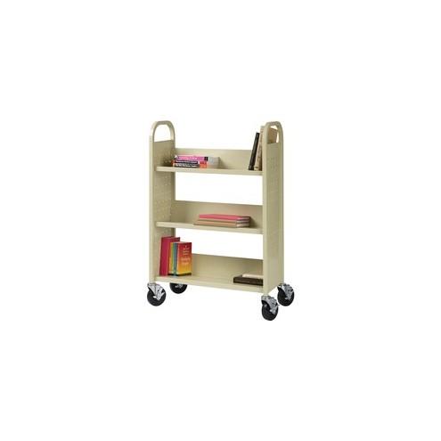 Lorell Single-sided Book Cart - 3 Shelf - 200 lb Capacity - 5" Caster Size - Steel - x 39" Width x 14" Depth x 46" Height - Putty - 1 Each
