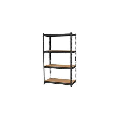Lorell 2,300 lb Capacity Riveted Steel Shelving - 60" Height x 36" Width x 18" Depth - Recycled - Black - Steel, Particleboard - 1Each