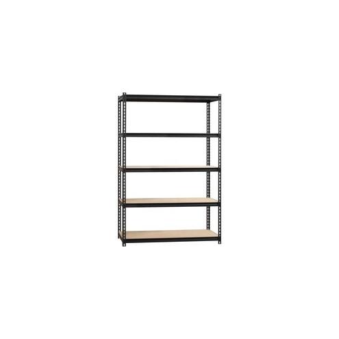 Lorell 2,300 lb Capacity Riveted Steel Shelving - 72" Height x 48" Width x 18" Depth - Recycled - Black - Steel, Particleboard - 1Each
