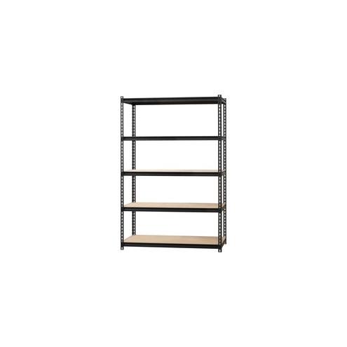 Lorell 2,300 lb Capacity Riveted Steel Shelving - 72" Height x 48" Width x 24" Depth - Recycled - Black - Steel, Particleboard - 1Each