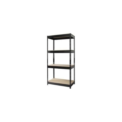 Lorell 4-shelf Riveted Steel Shelving Unit - 60" Height x 30" Width x 16" Depth - Recycled - Black - Steel, Particleboard - 1Each