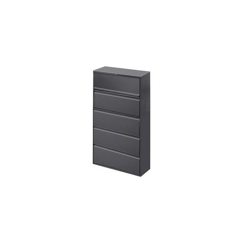 Lorell Lateral File - 5-Drawer - 42" x 18.6" x 67.7" - 5 x Drawer(s) - Legal, Letter, A4 - Lateral - Rust Proof, Leveling Glide, Interlocking - Charcoal - Recycled