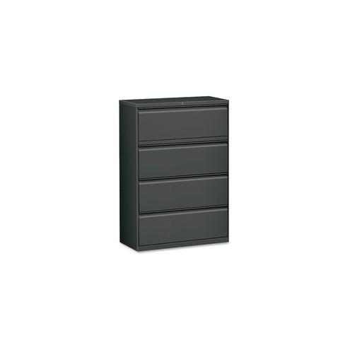 Lorell Lateral File - 4-Drawer - 36" x 18.6" x 52.5" - 4 x Drawer(s) - Legal, Letter, A4 - Lateral - Rust Proof, Leveling Glide, Interlocking - Charcoal - Baked Enamel - Steel - Recycled