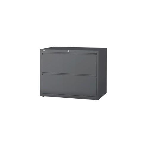 Lorell Lateral File - 2-Drawer - 36" x 18.6" x 28.1" - 2 x Drawer(s) - Legal, Letter, A4 - Lateral - Rust Proof, Leveling Glide, Interlocking - Charcoal - Baked Enamel - Steel - Recycled