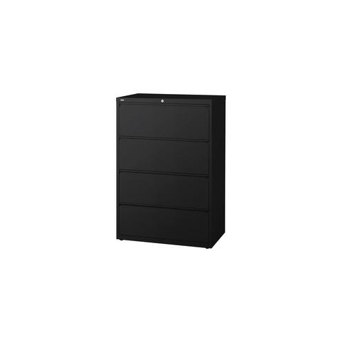 Lorell Lateral Files - 4-Drawer - 42" x 18.6" x 52.5" - 4 x Drawer(s) for File - Letter, Legal, A4 - Lateral - Interlocking, Leveling Glide, Label Holder, Ball-bearing Suspension - Black - Recycled