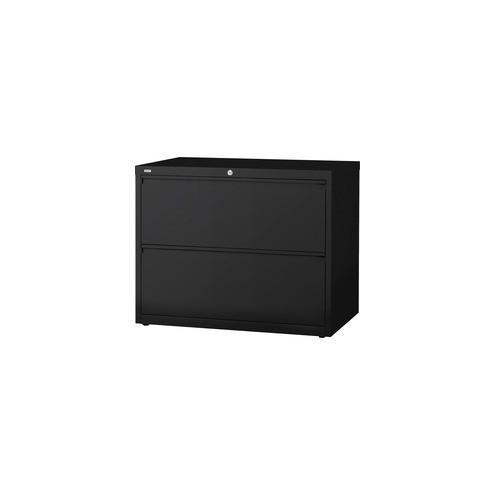 Lorell Lateral Files - 2-Drawer - 42" x 18.6" x 28.1" - 2 x Drawer(s) for File - Letter, Legal, A4 - Lateral - Interlocking, Leveling Glide, Ball-bearing Suspension, Label Holder - Black - Recycled