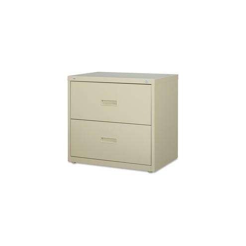 Lorell Lateral File - 2-Drawer - 30" x 18.6" x 28.1" - 2 x Drawer(s) for File - A4, Letter, Legal - Interlocking, Ball-bearing Suspension, Adjustable Glide, Locking Drawer - Putty - Steel - Recycled