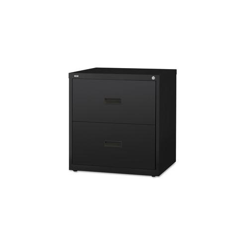 Lorell Lateral File - 2-Drawer - 30" x 18.6" x 28.1" - 2 x Drawer(s) for File - A4, Letter, Legal - Interlocking, Ball-bearing Suspension, Adjustable Glide, Locking Drawer - Black - Steel - Recycled