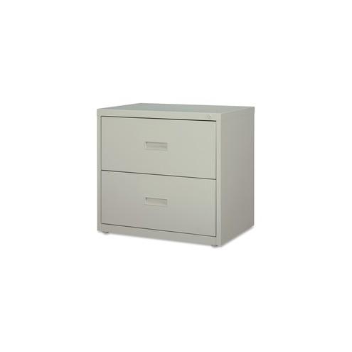 Lorell Lateral File - 2-Drawer - 30" x 18.6" x 28.1" - 2 x Drawer(s) for File - A4, Letter, Legal - Interlocking, Ball-bearing Suspension, Adjustable Glide - Light Gray - Steel - Recycled