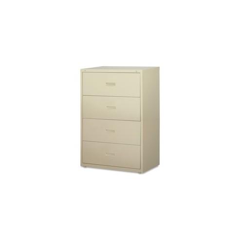 Lorell Lateral File - 4-Drawer - 30" x 18.6" x 52.5" - 4 x Drawer(s) for File - A4, Legal, Letter - Interlocking, Adjustable Glide, Ball-bearing Suspension, Label Holder - Putty - Steel - Recycled