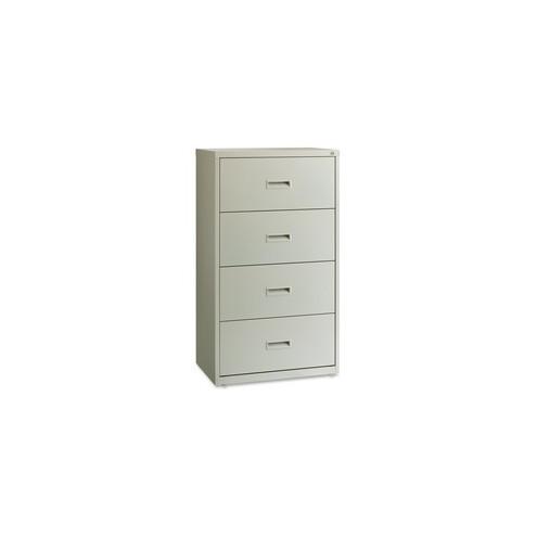 Lorell Lateral File - 4-Drawer - 30" x 18.6" x 52.5" - 4 x Drawer(s) for File - A4, Legal, Letter - Interlocking, Leveling Glide, Ball-bearing Suspension, Label Holder - Light Gray - Steel - Recycled