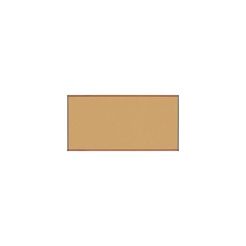 Lorell Bulletin Board - 96" Height x 48" Width - Natural Cork Surface - Durable, Self-healing - Cherry Wood Frame - 1 Each