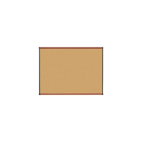 Lorell Bulletin Board - 48" Height x 36" Width - Natural Cork Surface - Durable, Self-healing - Cherry Wood Frame - 1 Each