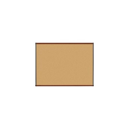 Lorell Bulletin Board - 48" Height x 36" Width - Natural Cork Surface - Self-healing, Durable - Mahogany Wood Frame - 1 Each