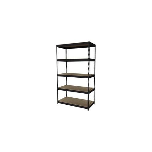 Lorell Riveted Steel Shelving - 5 Compartment(s) - 84" Height x 48" Width x 24" Depth - Recycled - Black - Steel - 1Each