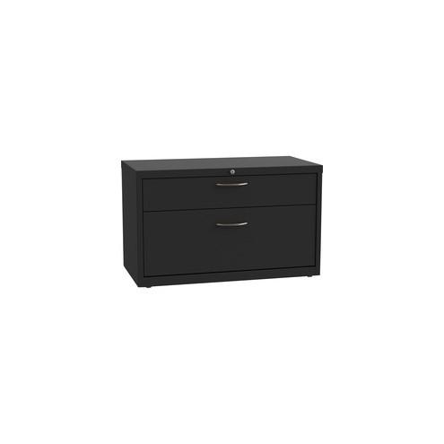 Lorell 2-drawer Lateral Credenza - 36" x 18.8" x 21.9" - 2 x Drawer(s) for File - A4, Legal, Letter - Lateral - Ball-bearing Suspension, Leveling Glide - Black - Recycled