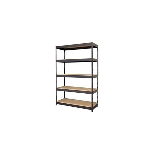 Lorell Riveted Steel Shelving - 5 Compartment(s) - 72" Height x 48" Width x 18" Depth - Recycled - Black - Steel - 1Each