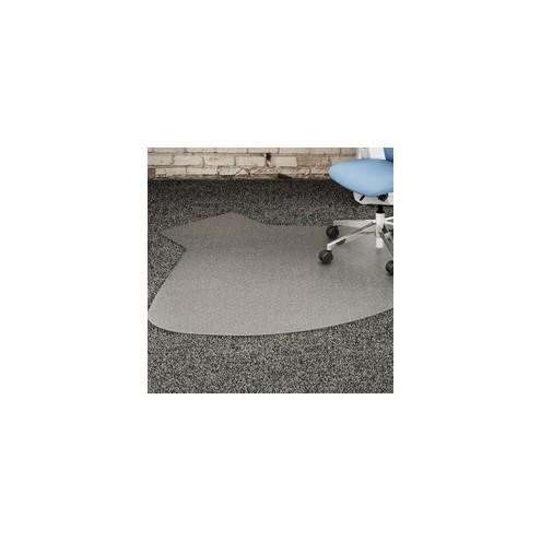 Lorell L-Workstation Medium-pile Chairmat - Carpeted Floor - 66" Length x 60" Width x 0.13" Thickness - Lip Size 12" Length x 20" Width - Vinyl - Clear