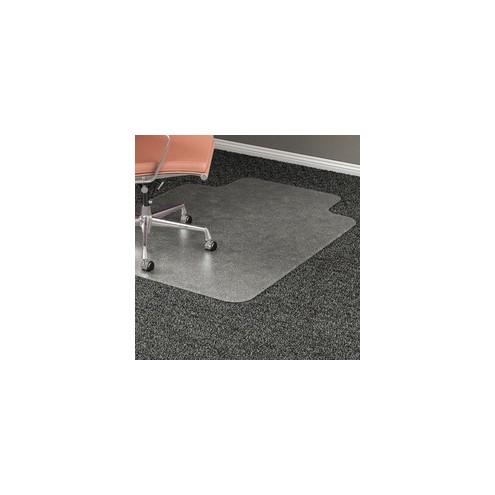 Lorell Wide Lip Medium Pile Chairmat - Carpeted Floor - 53" Length x 45" Width x 0.17" Thickness - Lip Size 12" Length x 25" Width - Vinyl - Clear